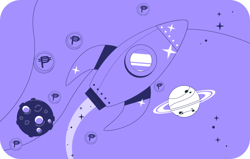 Guy on a rocket ship with cash symbolizing the future of the Philippine lending market