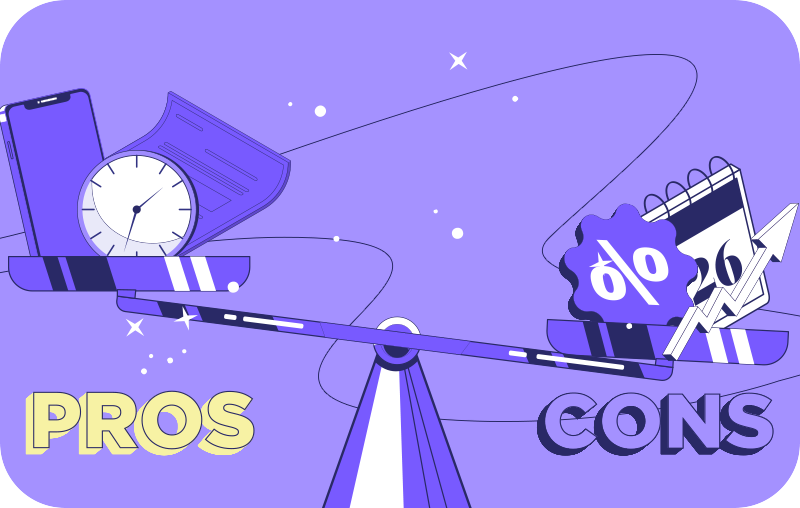 scale with pros and cons of a salary loan