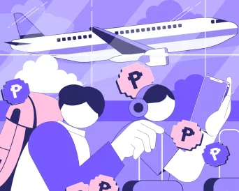 Person taking out an OFW loan online while in an airport